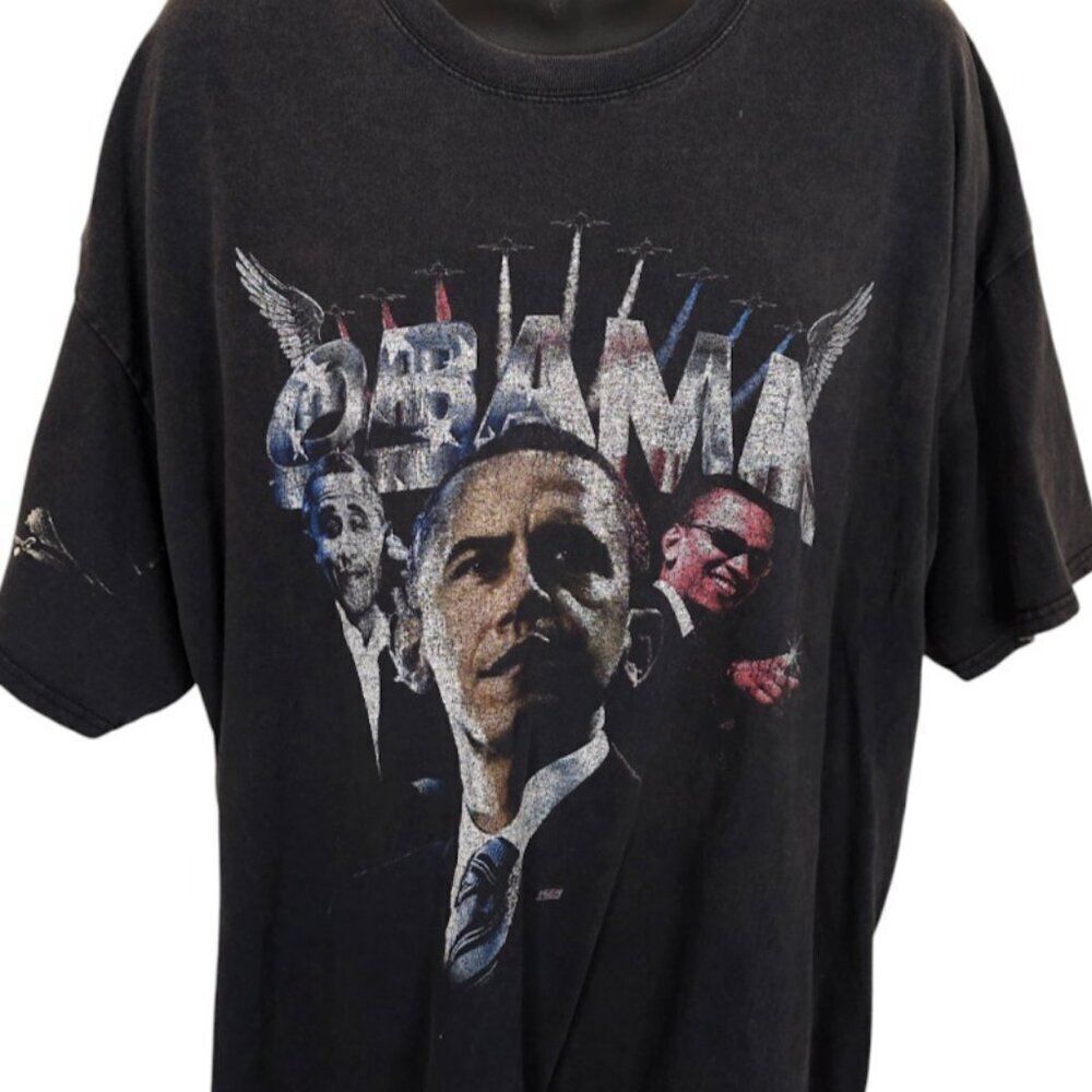 Barack Obama T Shirt Mens Size 2XL Black 44th President Rap Tee GOAT Crew